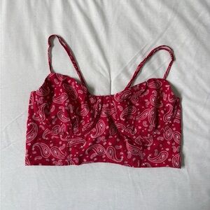 Red Paisley Pattern Crop Top